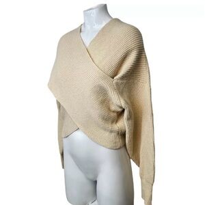 Oak + Fort Criss Cross Front Knit Wool Blend Sweater